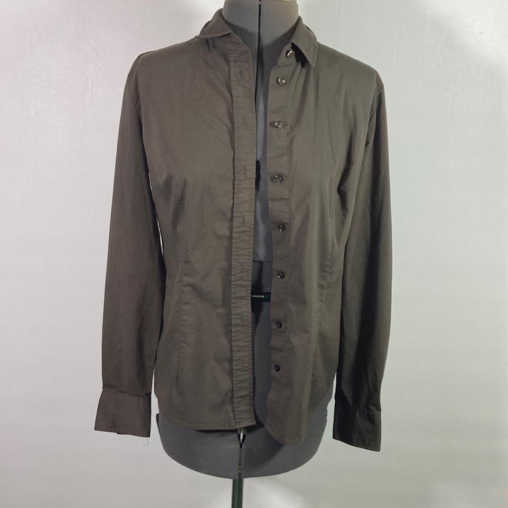 New York Co Long Sleeve Collared Button Front Top Size S